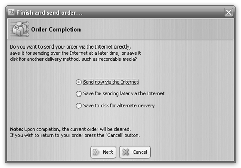 Finish Order Screenshot